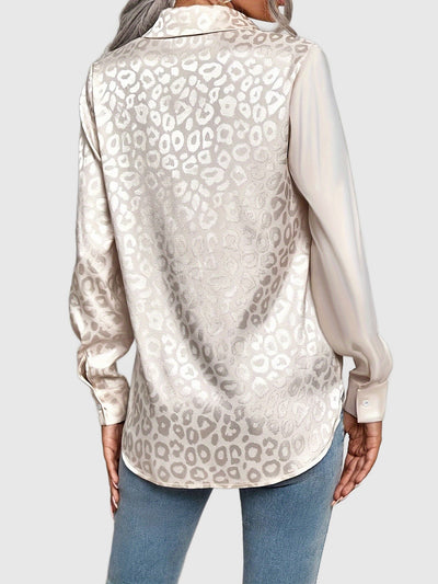 Amar™ Gwendolyn - חולצת סאטן דו-גוונית עם הדפס ג'קארד מנומר