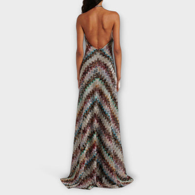 ליאורה | שמלת סריג אלגנטית באורך קרסול עם צווארון קולר נשי