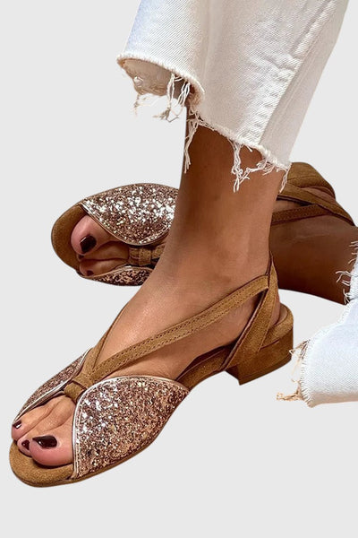 מיטל - סנדלים שטוחים מבריקים