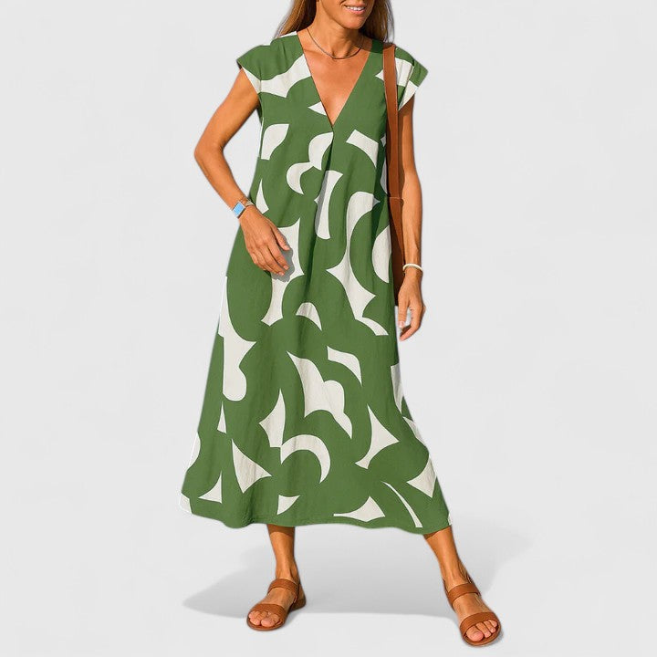 קורליה - שמלת צווארון וי מתוחכמת