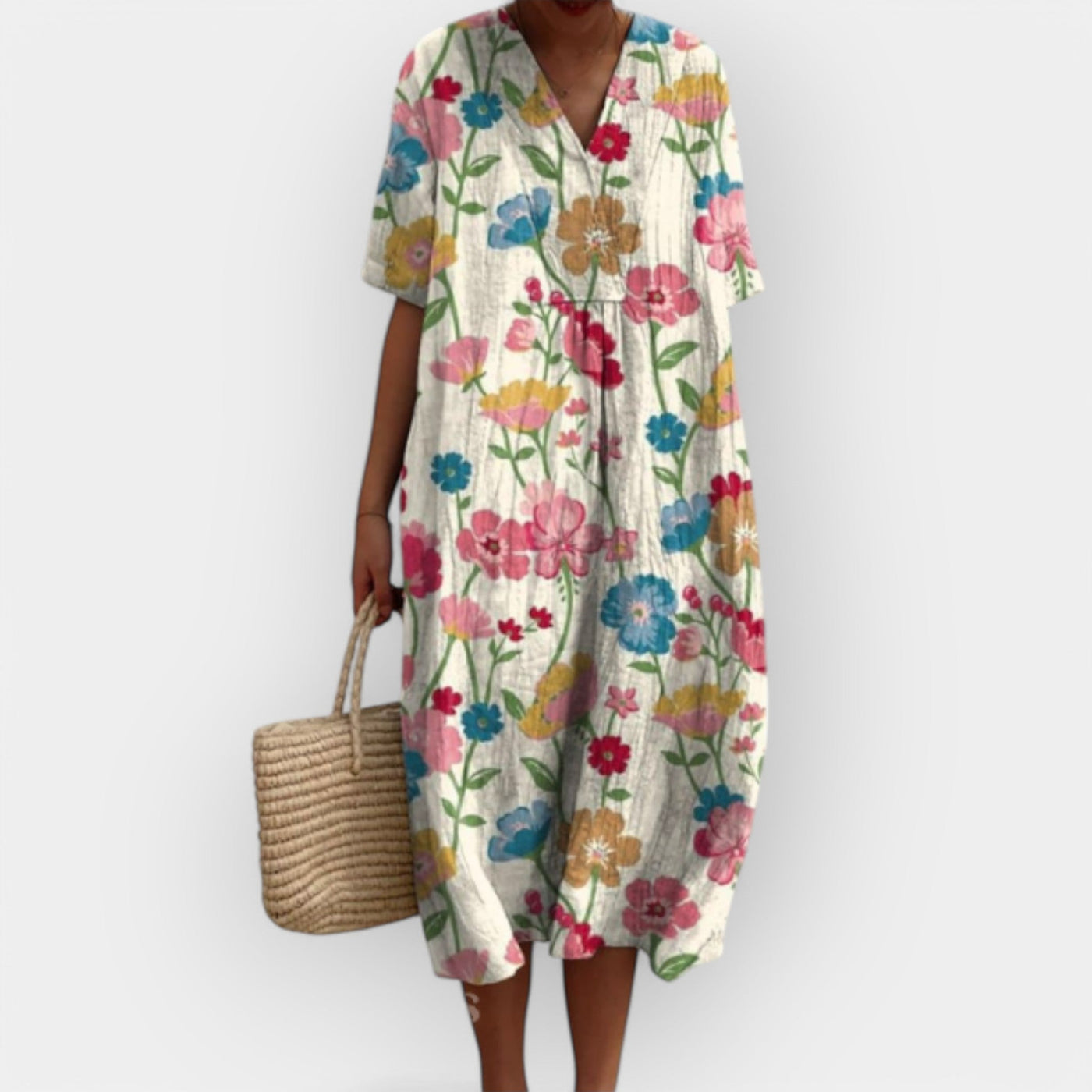 ליאורה™ | שמלת מידי מודרנית עם מחשוף V