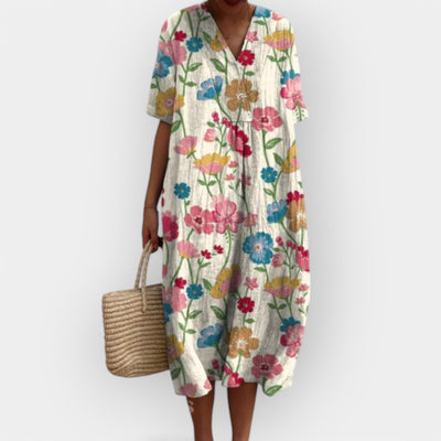 ליאורה™ | שמלת מידי מודרנית עם מחשוף V