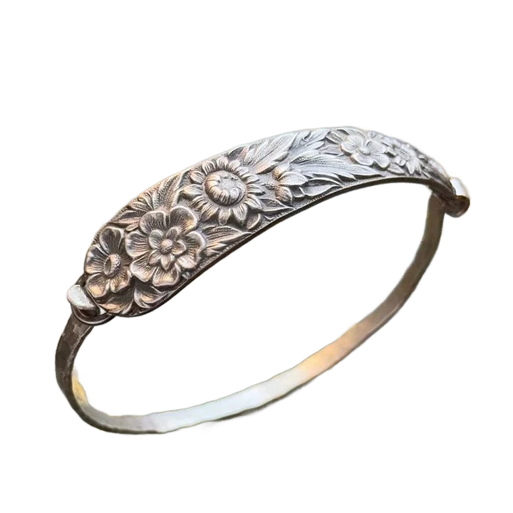 Amar™ Orly - צמיד כסף וינטג' חריטת פרחים