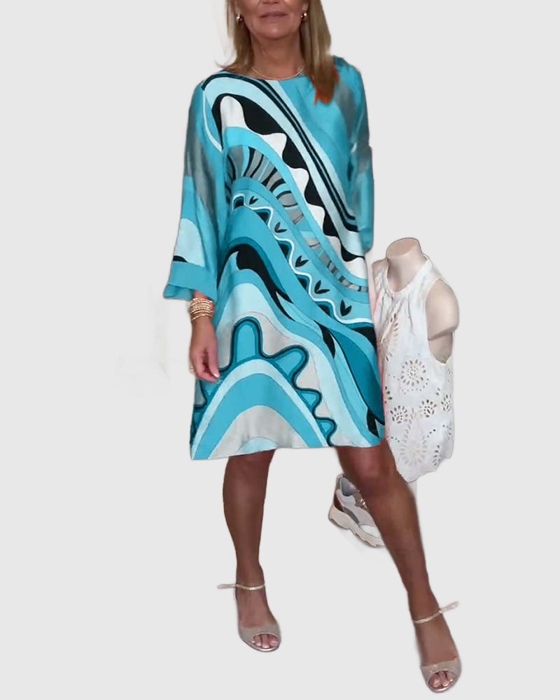 Amar™ Yonina - שמלת מידי מודפסת אלגנטית