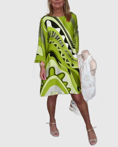 Amar™ Yonina - שמלת מידי מודפסת אלגנטית