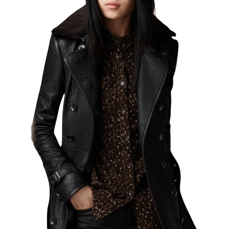 Amar™ Birgit - מעיל טרנץ' עור לנשים