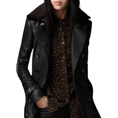 Amar™ Birgit - מעיל טרנץ' עור לנשים