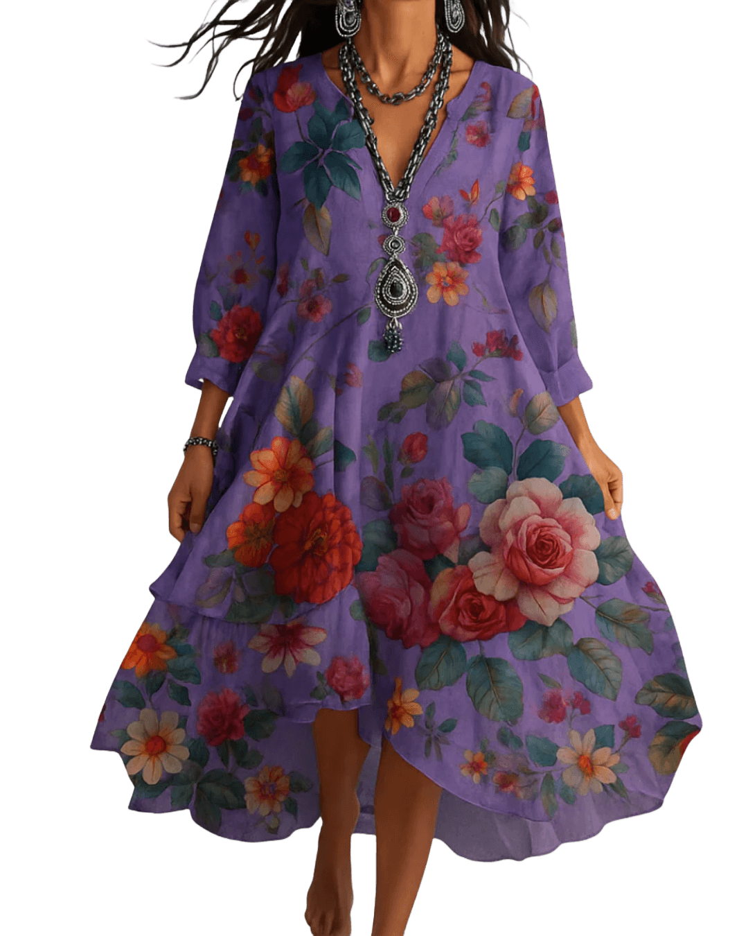 Amar Ilana - שמלת מקסי עם הדפס פרחוני