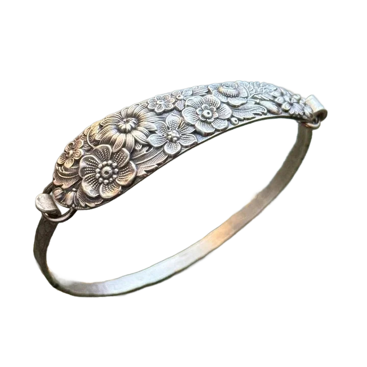 Amar™ Orly - צמיד כסף וינטג' חריטת פרחים