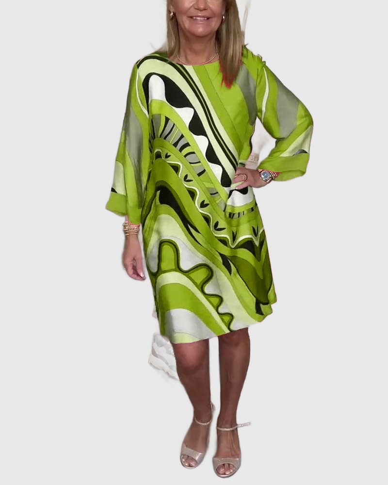 Amar™ Yonina - שמלת מידי מודפסת אלגנטית