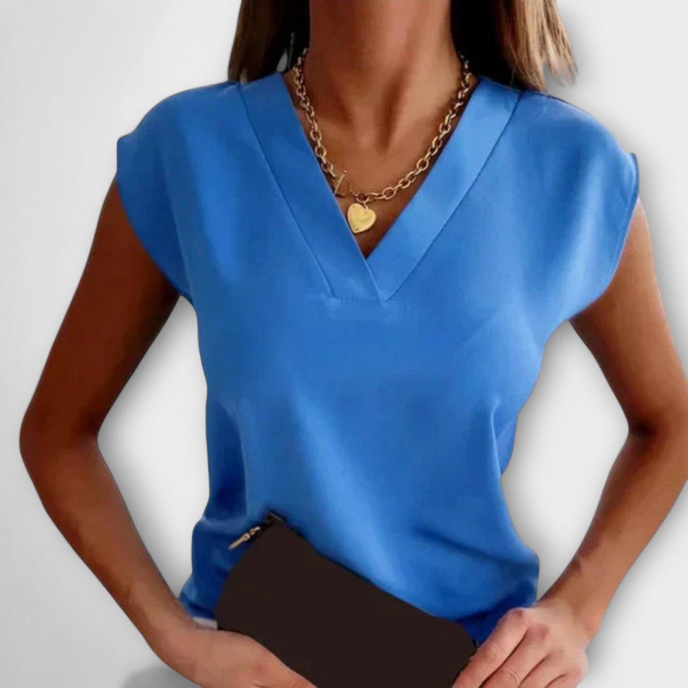 יעל - חולצת נשים קיץ עם צווארון V גזרה רפויה