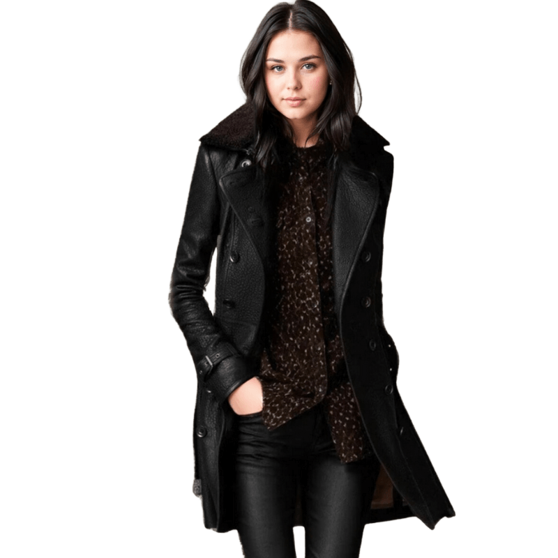 Amar™ Birgit - מעיל טרנץ' עור לנשים