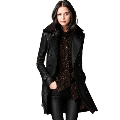 Amar™ Birgit - מעיל טרנץ' עור לנשים