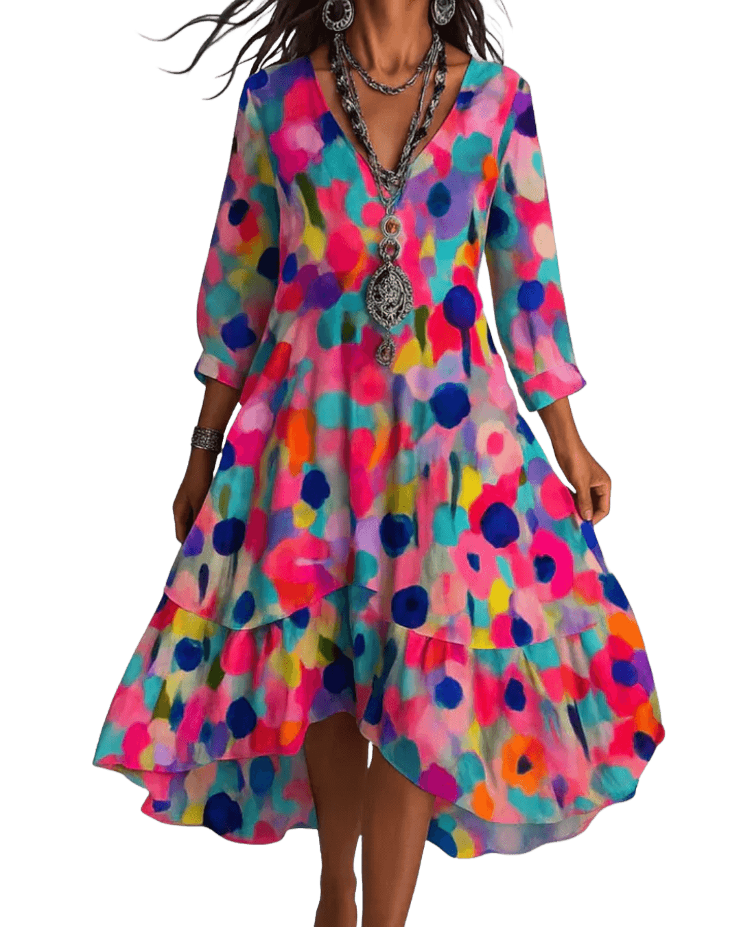 Amar Ilana - שמלת מקסי עם הדפס פרחוני