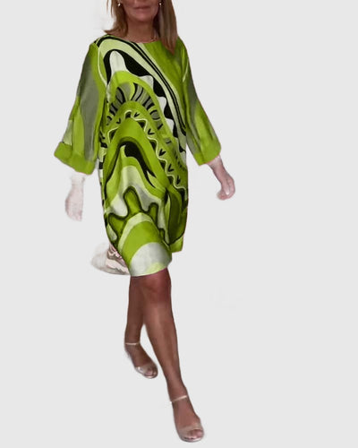 Amar™ Yonina - שמלת מידי מודפסת אלגנטית