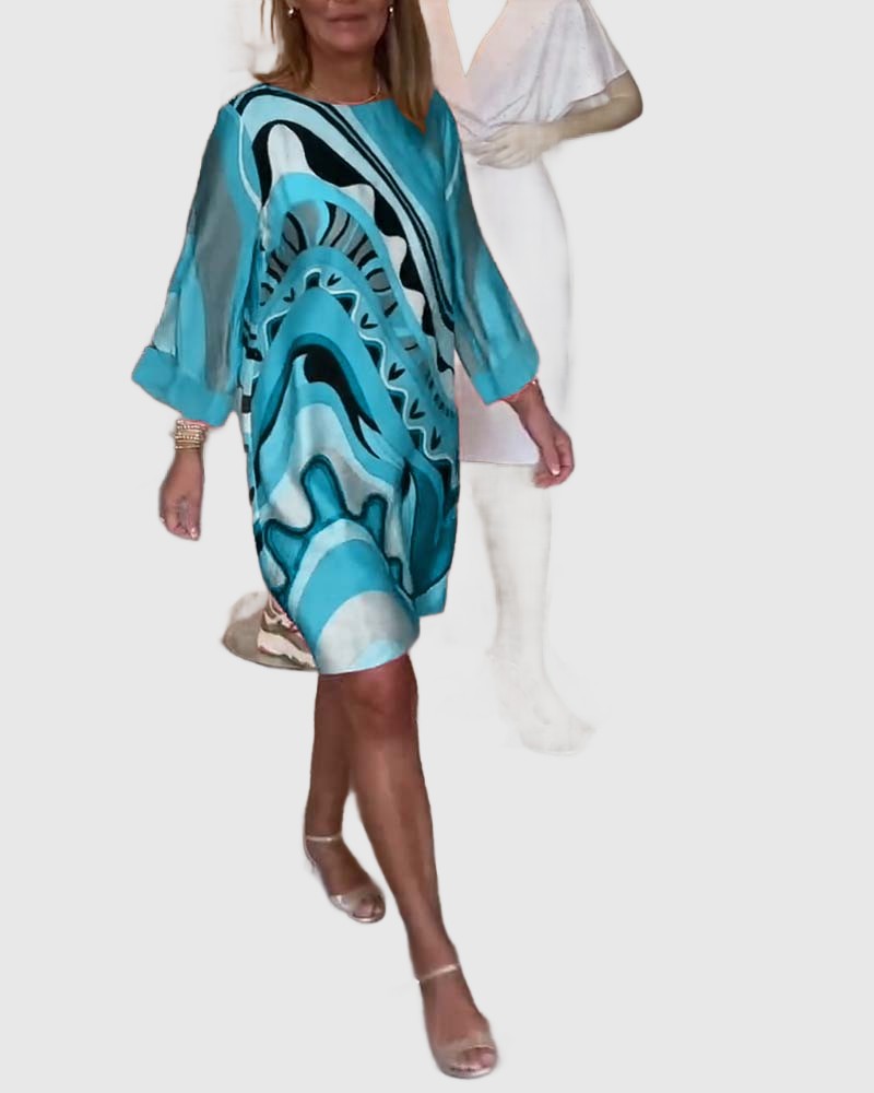 Amar™ Yonina - שמלת מידי מודפסת אלגנטית