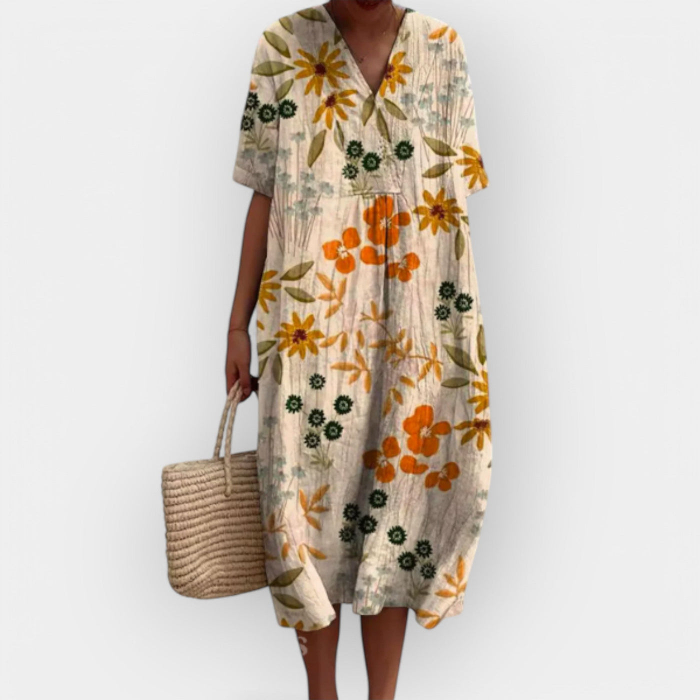 ליאורה™ | שמלת מידי מודרנית עם מחשוף V