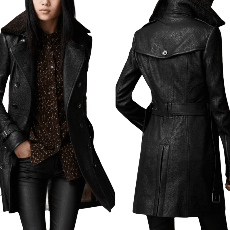 Amar™ Birgit - מעיל טרנץ' עור לנשים