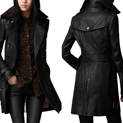 Amar™ Birgit - מעיל טרנץ' עור לנשים