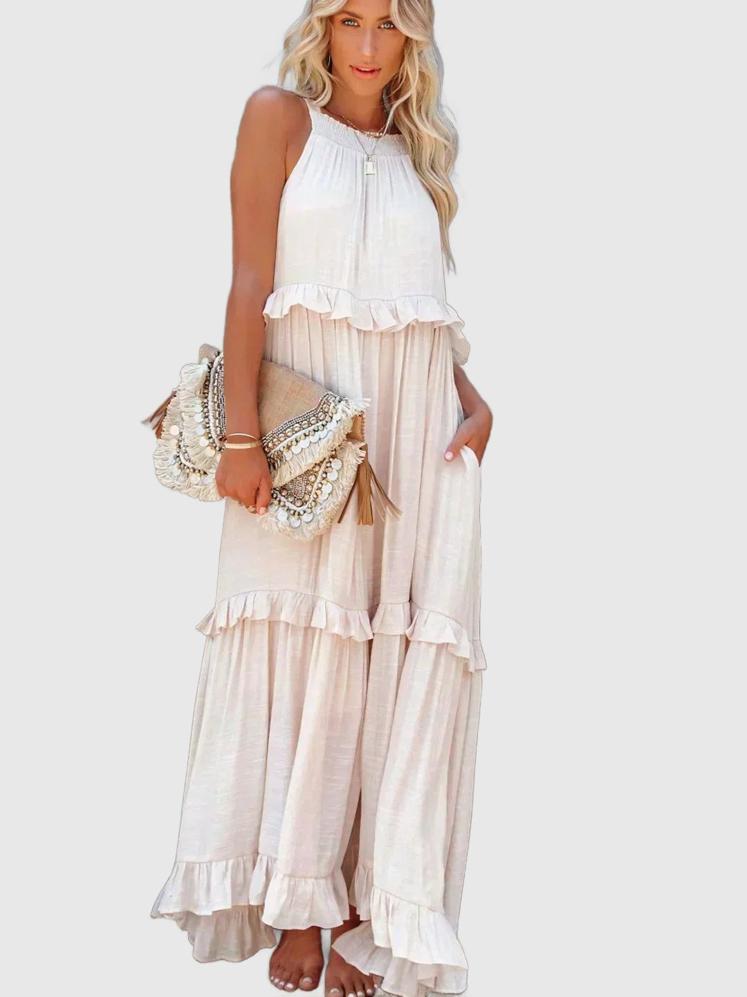 Amar Esther - שמלת סטרפלס אלגנטית עם קפלים