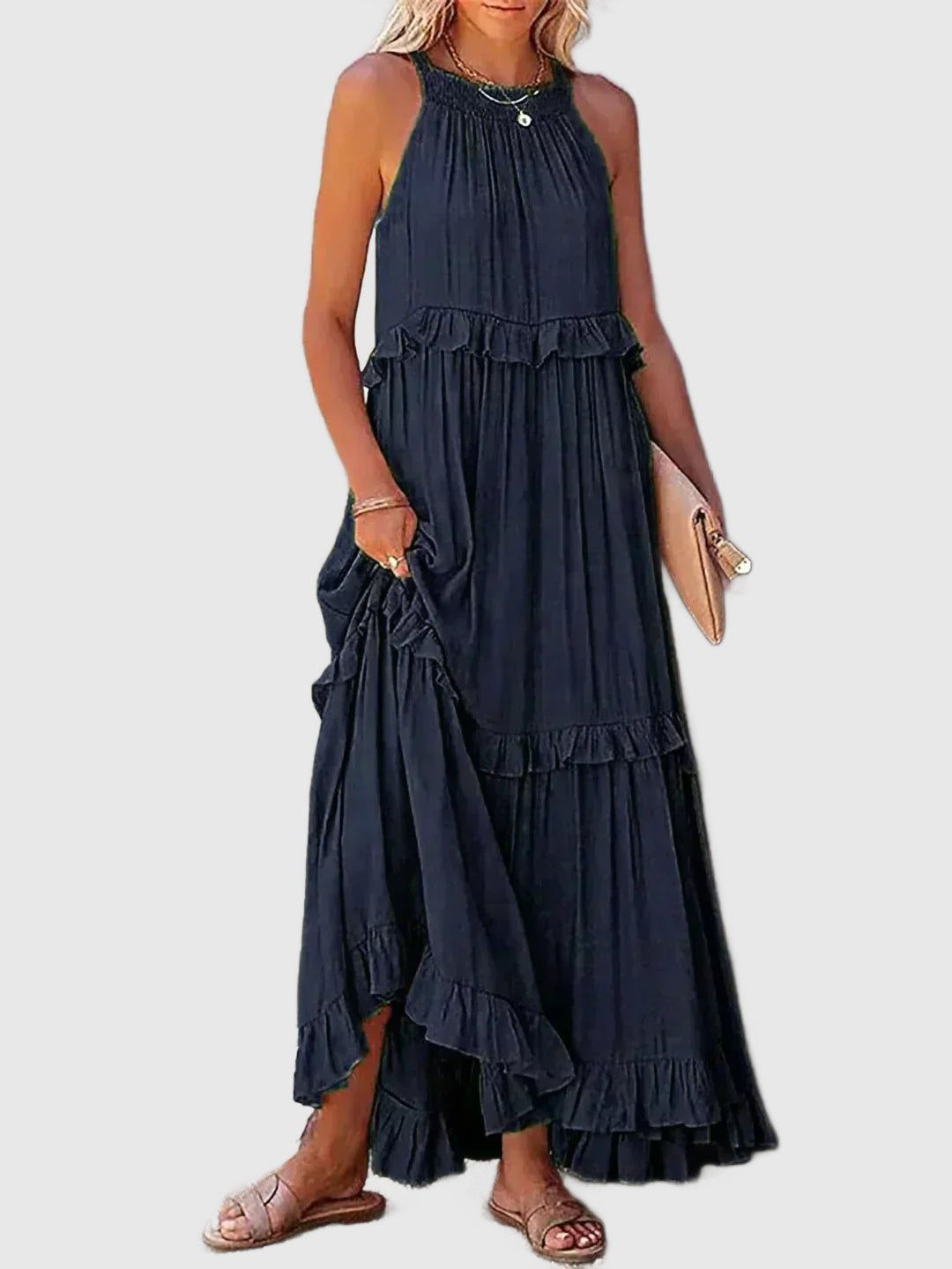 Amar Esther - שמלת סטרפלס אלגנטית עם קפלים