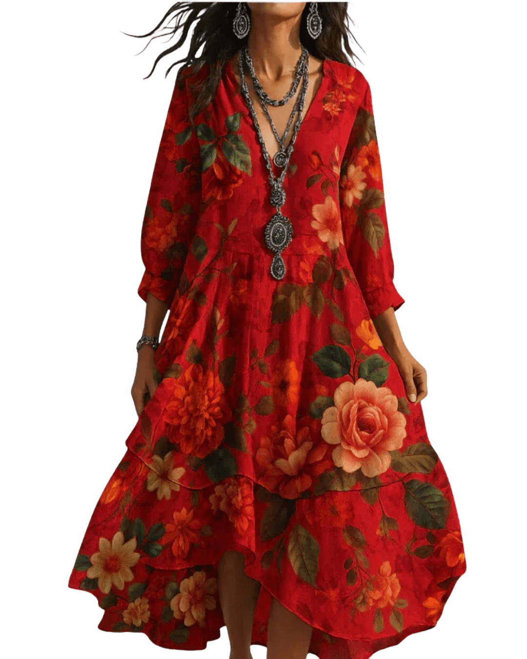 Amar Ilana - שמלת מקסי עם הדפס פרחוני