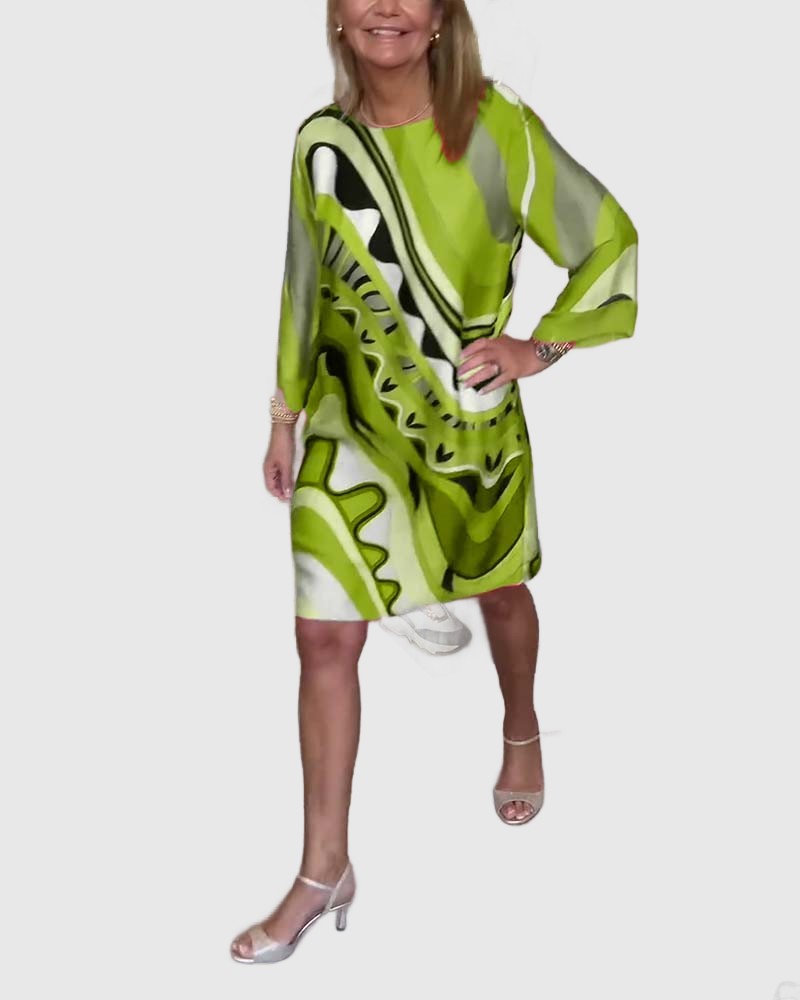 Amar™ Yonina - שמלת מידי מודפסת אלגנטית