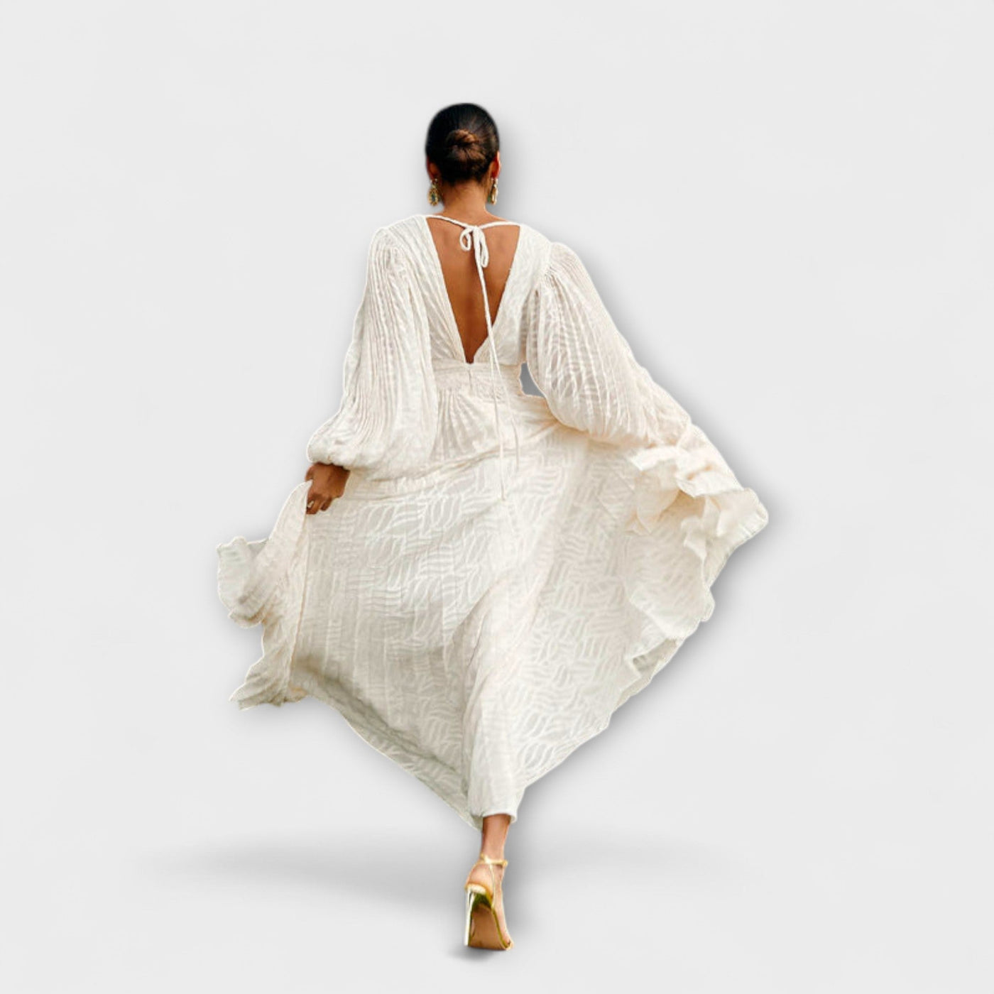 אביגיל | שמלת שיפון דבורה בגוון שמנת רכה