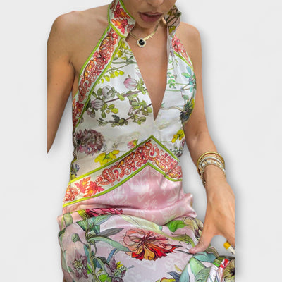 לירון | שמלת מקסי קלילה עם מחשוף V מחמיא ונשיות טבעית