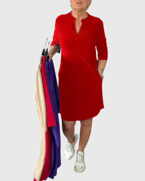 קטרין - שמלת מפתח וי חלקה