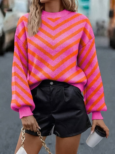 סטרייפ™ | סוודר פסים בלוקי צבע לנשים