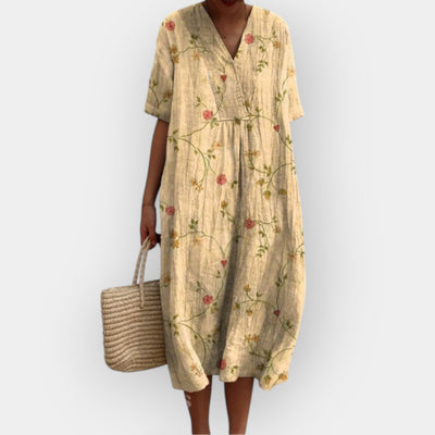 ליאורה™ | שמלת מידי מודרנית עם מחשוף V