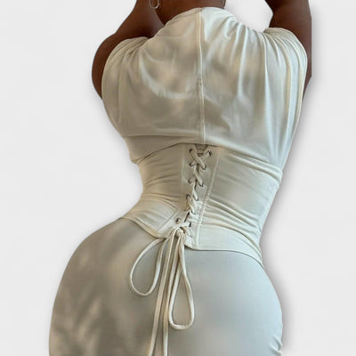 יערה | שמלת מחוך מקסי ללא כתפיות