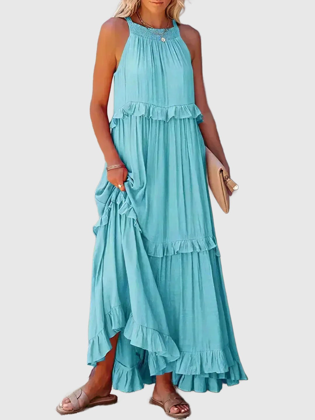 Amar Esther - שמלת סטרפלס אלגנטית עם קפלים