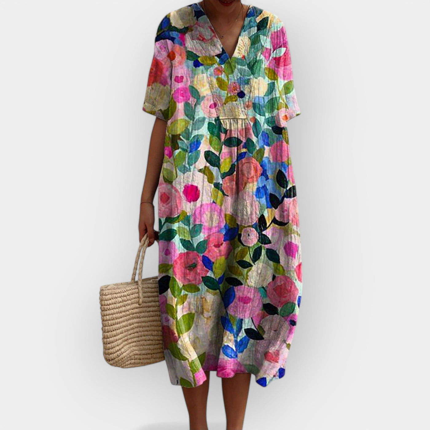 ליאורה™ | שמלת מידי מודרנית עם מחשוף V