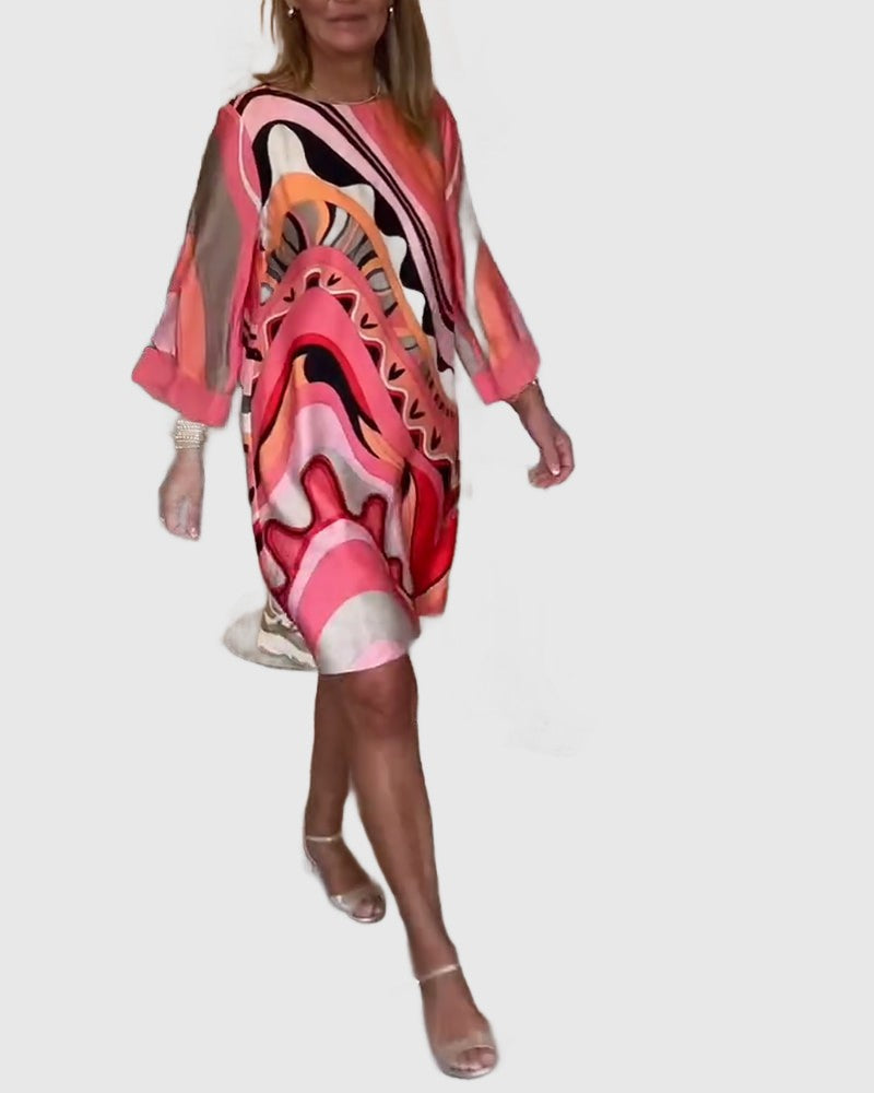 Amar™ Yonina - שמלת מידי מודפסת אלגנטית