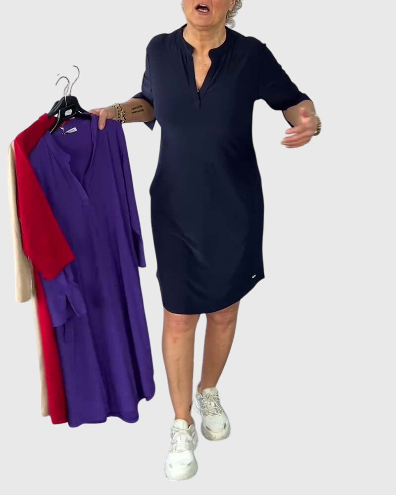 קטרין - שמלת מפתח וי חלקה