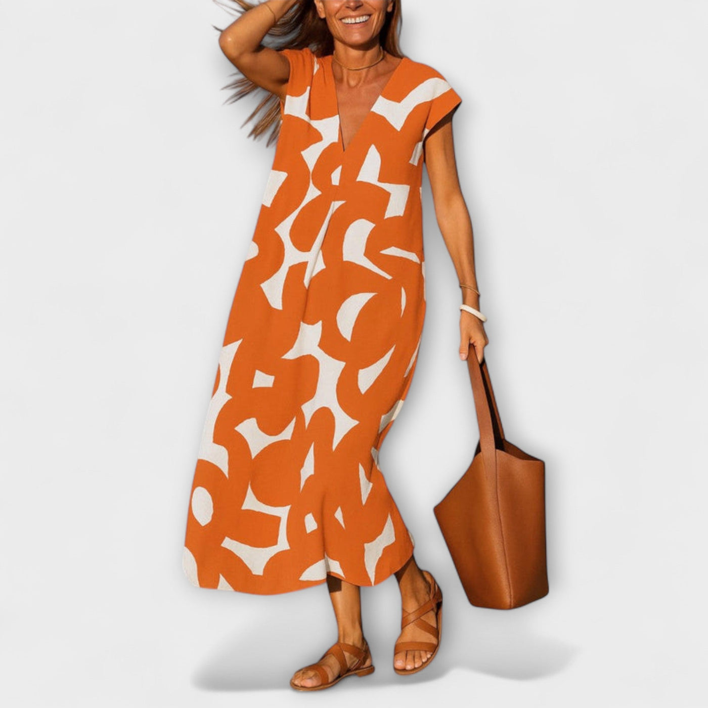 אסתר | שמלת מקסי קלילה בגזרת V רכה ונשית לנינוחות יומיומית