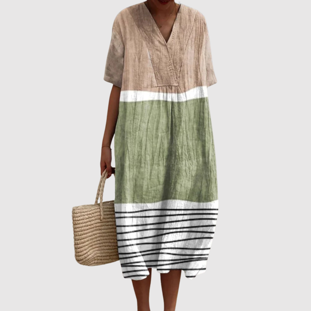 יונינה | שמלת פשתן רכה בגוונים טבעיים