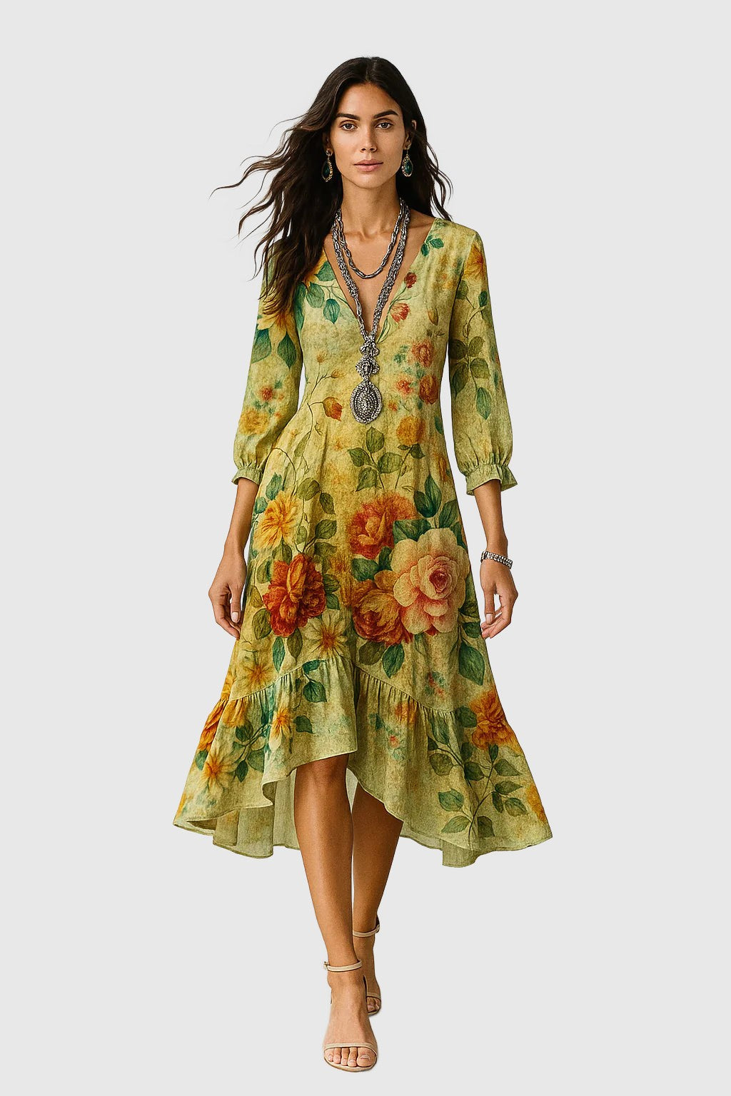 Amar Ilana - שמלת מקסי עם הדפס פרחוני