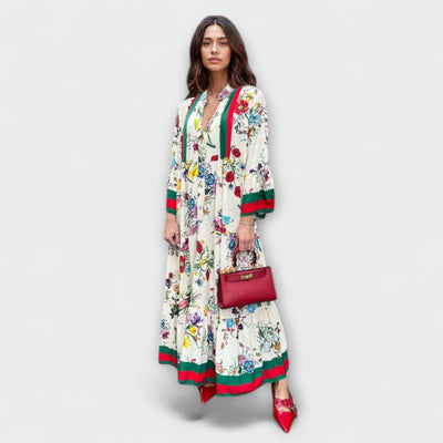 ציפורה | שמלת מקסי פרחונית בהשראת חופשה עם שרוולי פעמון זורמים