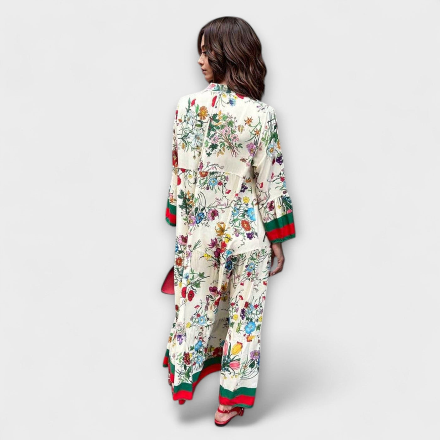 ציפורה | שמלת מקסי פרחונית בהשראת חופשה עם שרוולי פעמון זורמים