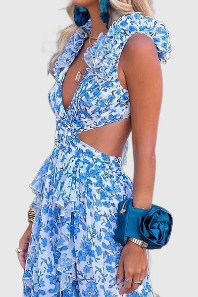 Amar Talia - שמלה ארוכה עם שרוולים חתוכים