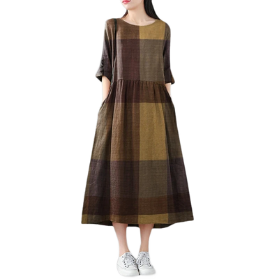 Amar™ Vered - שמלת כותנה פשתן קלאסית לנשים