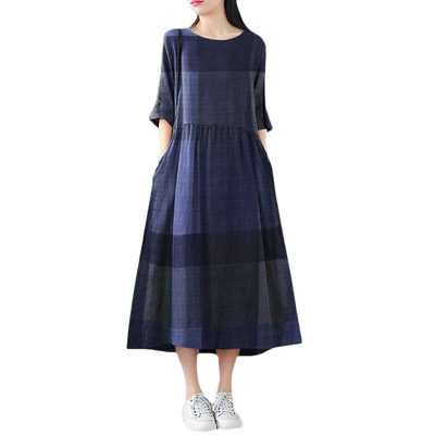 Amar™ Vered - שמלת כותנה פשתן קלאסית לנשים