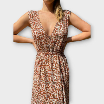 לירון | שמלת מקסי פרחונית בוהמיינית ונשית