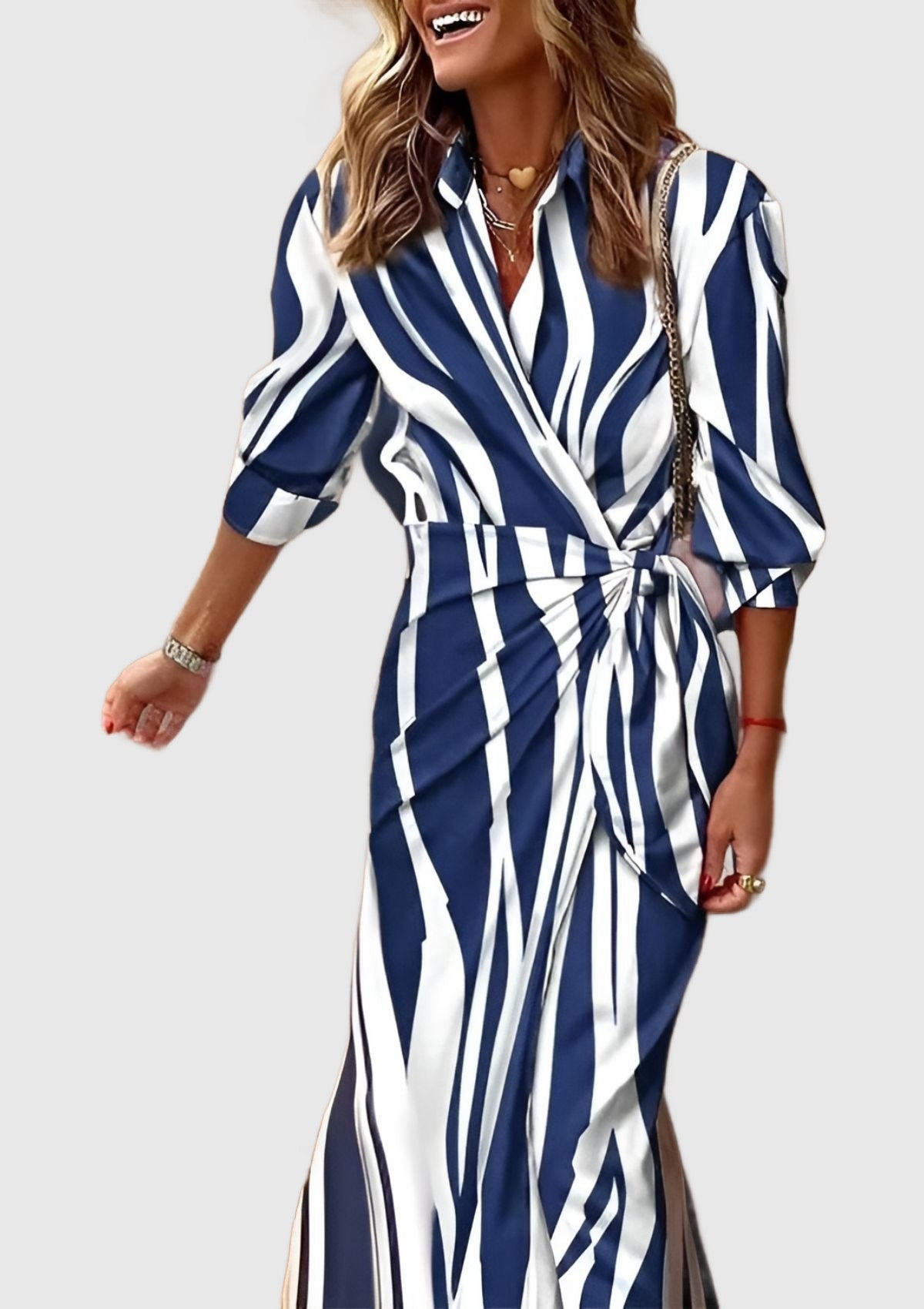 Amar™ Elianne | שמלת חולצה מפוספסת מידי