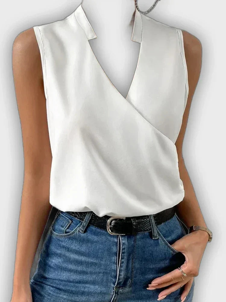 טופ קיץ צווארון V לנשים