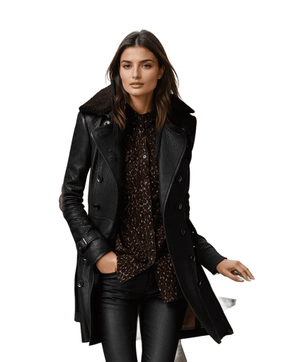 Amar™ Birgit - מעיל טרנץ' עור לנשים