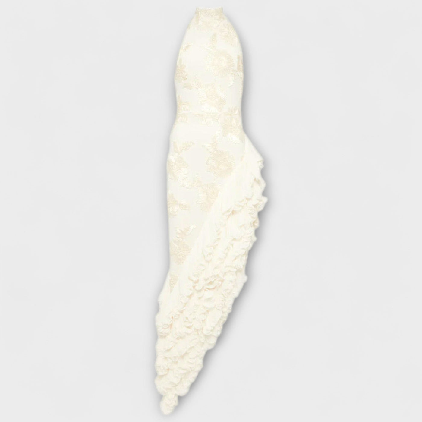 לימור | שמלת מקסי אלגנטית עם רקמות פרחים תלת־ממדיות